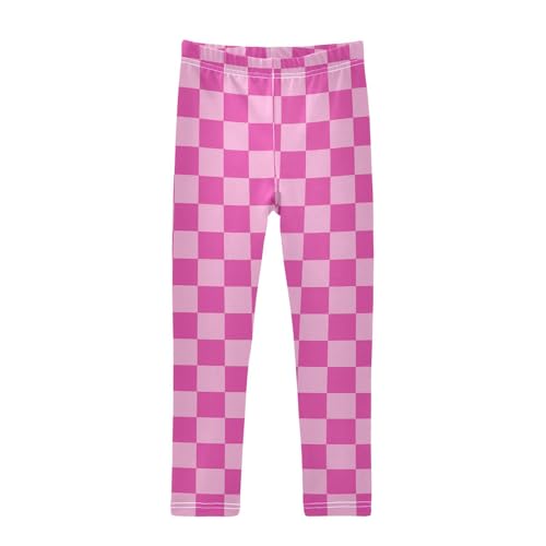 Wusikd Pink Checkered Board Girls' Leggings Toddler Doodles Kids Yoga Pants Dance Active Tights 6T