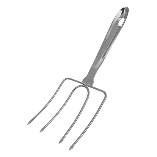 STOBAZA 4 Needle Design Turkey Lifting Fork Stainless Steel Barbecue Skewer Roasting Fork for Bbq
