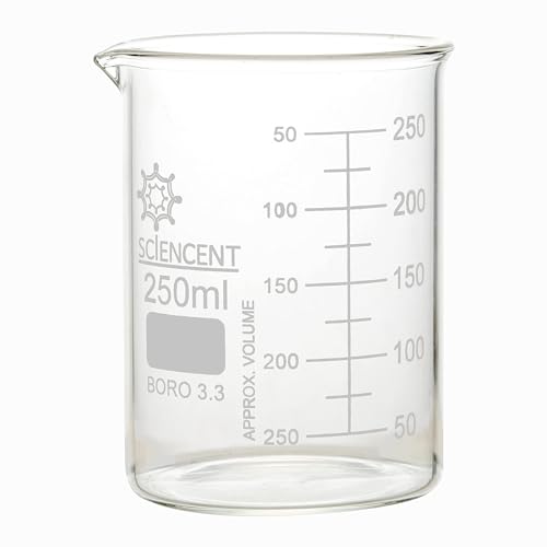 Pack of 3 Glass Beaker Borosilicate Thick Low Form - 50ml, 100ml, 250ml