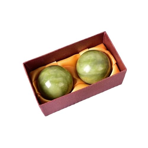 Bolas Baoding 2 uds ejercicio estrés Natural Jade piedra mano muñeca bola sólida terapia masaje con estuche