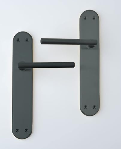 juego manivela con placa larga canto redondo 1622hp-negro , mango recto y placa larga ,acabado en negro mate placa 238mm largo x 44 mm ancho Cover