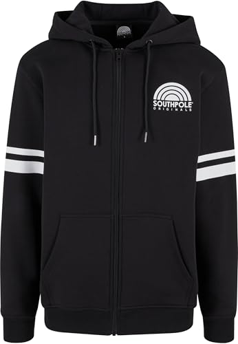 Southpole College Zip Hoody Black/White, M Sudadera con Capucha, Blanco/Negro, Hombre