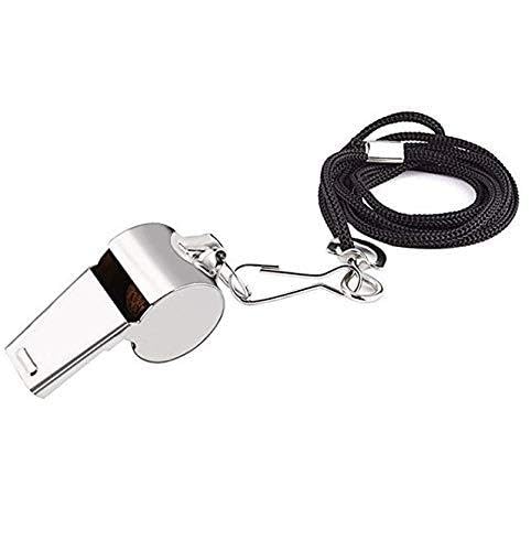 2 piezas silbatos deportivos de acero inoxidable con cuerda miniatura 1