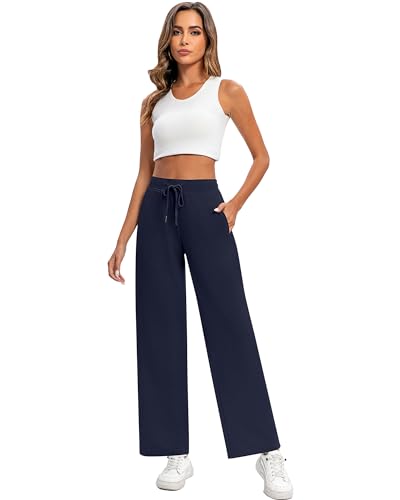 2 Pack Women Sweatpants Drawstring Waist Loose Yoga Baggy Joggers Casual Wide Leg Pants with Pockets4