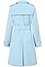 Betusline Women's Long Trench Coat Waterproof Double Breasted Classic Windbreaker Jacket Lapel Overcoat Outerwear with Belt, Light Blue, M
