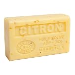 Label Provence Nature Savon de Marseille - French Exfoliating Soap Made With Pure Organic Olive Oil and Shea Butter - Crushed Lemon Fragrance - 125 Gram Bar