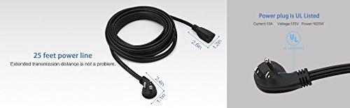ClearMax Power Cable Extension, 3 Prong Cord Plug Male to Female 16 AWG for Home and Office Improvement UL Certified 25 Feet, Black