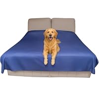Wasserdichte Bettschutzauflage (doppel, 244 x 208 cm; blau) – Weiche, dünne und beidseitig verwendbare Decke für Hunde, Katzen, andere Haustiere; Inkontinenz, Urin, Schmutz, Tierhaare, Speichel