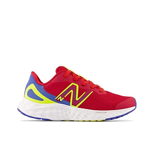 New Balance Tênis de corrida infantil unissex Fresh Foam Arishi V4 com cadarço, Time, vermelho/azul