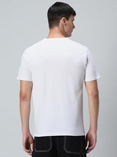 Image of Bewakoof Men Graphic Print Regular Fit Half Sleeve Round Neck Pure Cotton T-Shirt