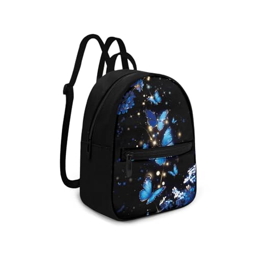 HUGS IDEA Blue Butterfly Backpack for Women Cell Phone Backpack Small Travel Backpack Womens Shoulder Bag Mini Daypack for Travel Party Casual Makeup Backpack for Girls2