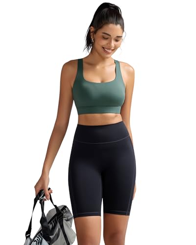 RUNNING GIRL Sports Bras for Women, Padded Backless One Shoulder Sports Bra Pack Medium Support