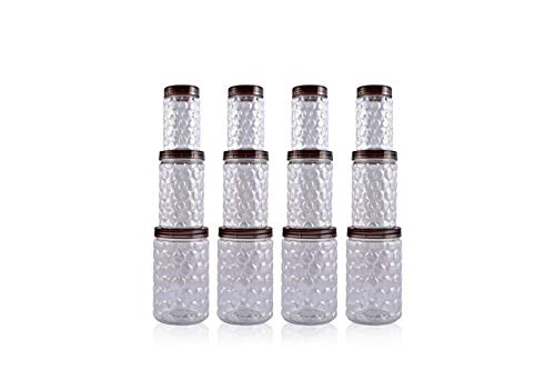 Image of Filox Premium Airtight PET Kitchen Jar Set - Pack of 12 | Leak-Proof, BPA-Free Plastic Containers for Snacks, Dry Fruits, Tea, Coffee & Masala | 4 x 300ml, 4 x 650ml & 4 x 1200ml