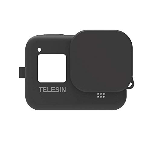 Capa de Silicone para GoPro Hero 8 Black + Cordão + Tampa - Telesin Cor Preto
