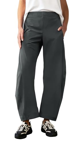 INFULEIMU Womens Elastic Waist Barrel Travel Pants Baggy Tapered Leg Ankle Hiking Pants with Pockets 2026