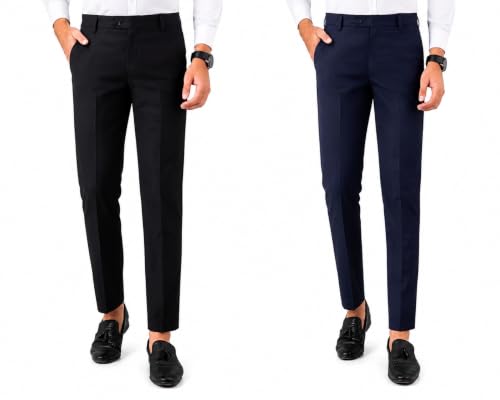 Image of VX9 Men's Formal Trousers, Smart Office & Business Wear, Classic Fit