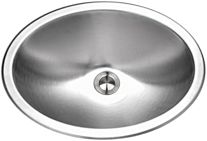 HOUZER Opus Series CHT-1800-1 Topmount Oval Bowl Bathroom Sink, Without Overflow, 17-3/4" x 13-9/16", Stainless Steel