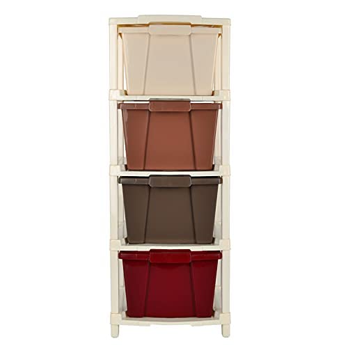 Image of Joyful Studio 4 XL Plastic Modular Drawer System (Brown, 31x39 x80.9 cm)