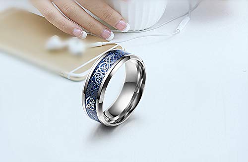 Image of HIJONES Unisex Carbide Fiber Celtic Dragon Spinner Ring Stainless Steel Wedding Spins Band