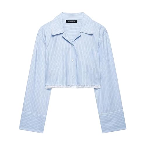 Women's 2 Piece Set Blue Striped Single Breasted Shirt Vintage Front Zipper Shorts Shorts Set2