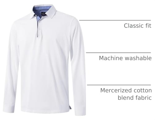 Image of Men's Business Long and Short Sleeve Polo Shirts Mercerized Cotton Blend Casual Stylish Collared Shirts