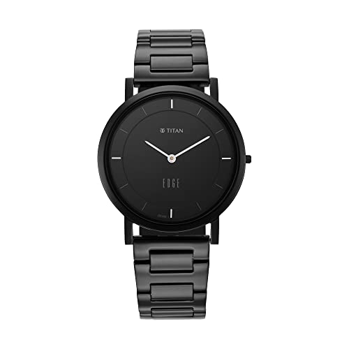 Titan Edge Quartz Analog Black Dial Stainless Steel Strap Watch for Men-NS1595NM01 - Image 2
