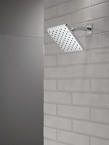 Image of Delta Modern Single Spray Chrome Shower Head, 6 Inch Square Shower Head, 1.75 GPM Flow Rate, Chrome 52403