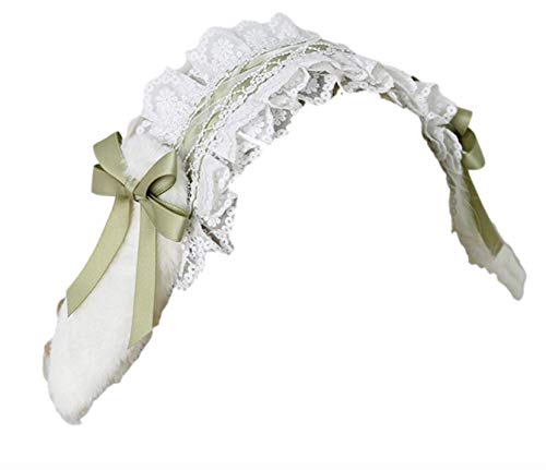 兎耳 うさぎ耳 レディース レース ヘアアクセサリー カチューシャ 髪飾り【J‘s select】 (黄緑)