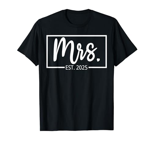 Mrs. Est. 2025 Wife Wedding Mr. & Mrs. Just Married 2025 Camiseta