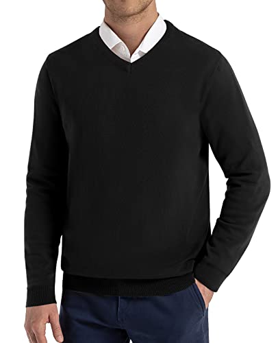 QUALFORT Men’s 100% Cotton Sweater, Soft Pullover Knitwear, Fall Clothes for Men 2025