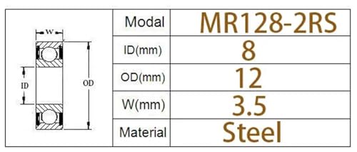 Roulement à billes MR128-2RS 8mm sans vibration pour guidage de précision - 3