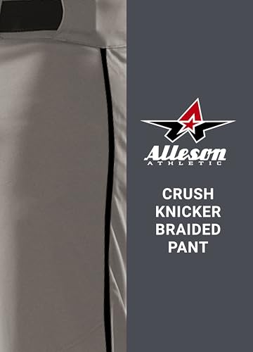 Alleson Athletic Men's Crush Knicker Braided Baseball Pant – Pro-Style Fit, Durable Fabric, Moisture-Wicking, Grey/Black, XX-Large3