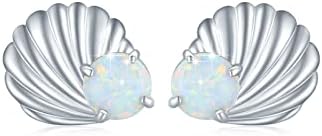 Seashell Stud Earrings 925 Sterling Silver Opal Shell Earrings Jewelry Gifts for Women Girls