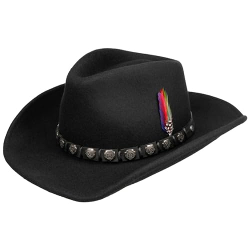 Stetson Hackberry Westernhut Herren - Cowboyhut Traveller aus Wollfilz (Asahi Guard®) - Wollfilzhut wasserabweisend - Outdoorhut mit formbarer Krempe - Filzhut Sommer/Winter schwarz L (58-59 cm)