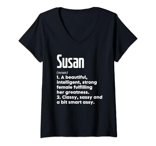 Womens Susan Definition Funny Meaning Personalized Name V-Neck T-Shirt