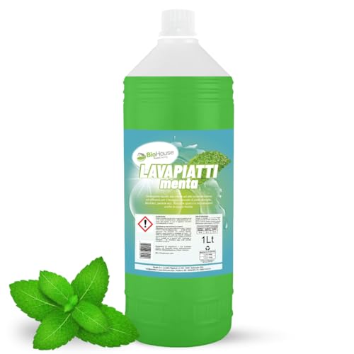 Detersivo Piatti Liquido 1 Litro Detersivo Piatti a Mano Detergente Mani Igienizzante Rimuove Sporco e Incrostazioni (1 Pezzo, Menta)