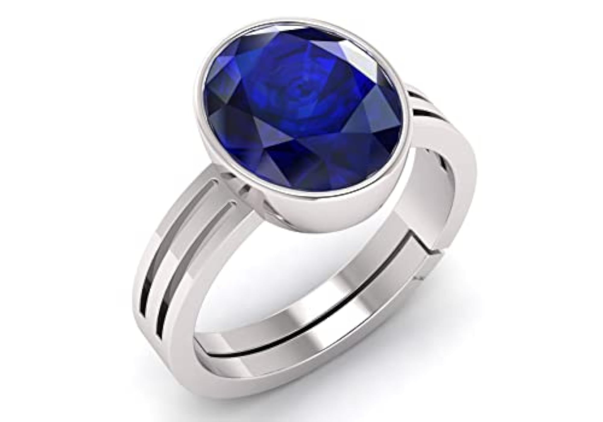 Adjustable Certified Neelam Stone Blue Sapphire Ring, Unisex