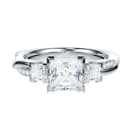 THELANDA Sterling Silver Moissanite Three Stone Ring