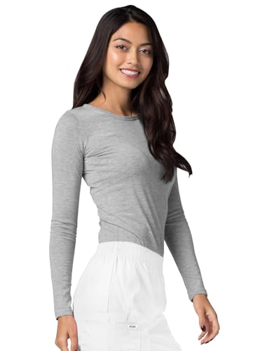 Image of Adar Womens Comfort Long Sleeve T-Shirt Underscrub Tee - 2900 - Marl Gray - M