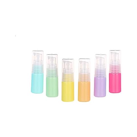 6PCS Plastic Refillable Empty Macaron Color Sample Pump Vial Bottle-Perfume Cosmetic Storage Container Makeup Emollient Cream Emulsion Lotion Toiletries Liquid Jar Pot(Color Random) (10ml/0.33oz) Cover