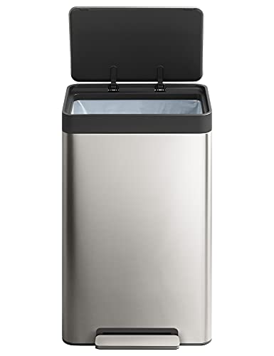 Kohler 13 Gallon Hands-Free Kitchen Step, Trash Can With Foot Pedal, Quiet-Close Lid, Stainless Steel #TOP6