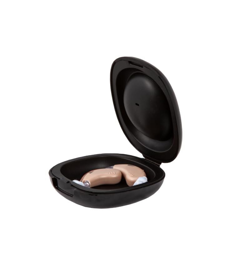 YAOIGO™ Amplificador de Sonido Recargable (2 Dispositivos), Ultraligero, Discreto con Base de Carga, 4 Niveles de Volumen y Autonomía de 16h, Incluye Estuche y Accesorios. Oye Alto, Claro y Nítido.