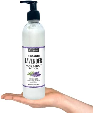 ibodycare Lavender Hand, Face, Body and Massage Lotion with Shea Butter, Grapeseed Oil and Vitamin E for Adults, Kids and Baby, 8 oz, Paraben Free, Organic, Natural, Reduce Scars, Skin Care