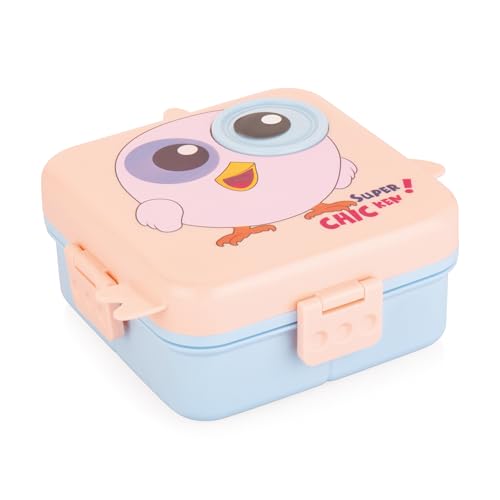 ATTRO Festive Super Birdy Lunch Box 2 Layer Plastic Lunch Box Comes with 1 Detachable Tray, 1 Small Container & 1 Spoon Ideal for Kids BPA Free 1590ml+70ml- Peach