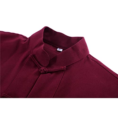 Zooboo Traditional Long Sleeve Tang Kung Fu Uniform Men's Shirt (Xxl, Wine Red) #TOP3