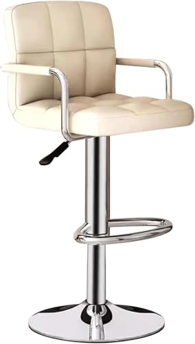 OZBME Sillas de Bar Altas, Taburete Giratorio Cuadrado de Cuero Acolchado Alto con Respaldo y reposabrazos, Silla de Comedor para Cocina, Pub, cafetería, Disfruta de la Vida