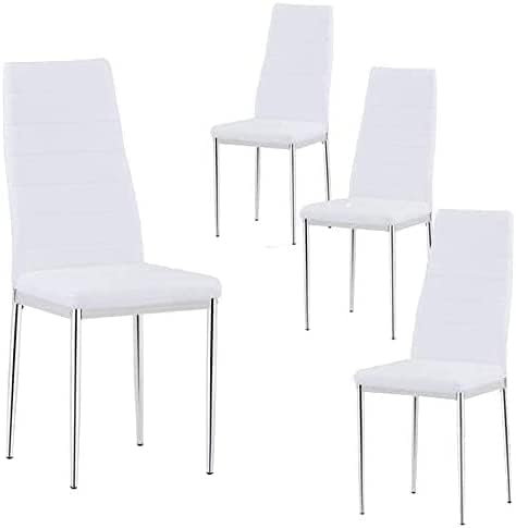Juego de 4 sillas de comedor blancas, modernas sillas de cocina con respaldo alto acolchado suave para comedor, cocina (4, color blanco con patas