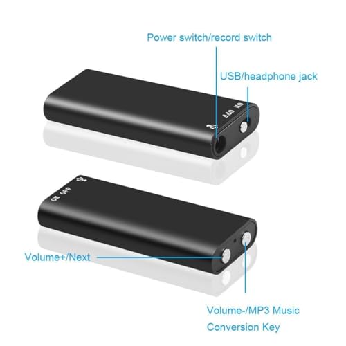Image of DDLC Mini Small Spy Voice Audio Recorder 8GB Storage Capacity up to 96 Hours Recording with Date & Time Stamp, Crystal Clear Digital Recording, Mp3 Player, Easy to Use (8gb)