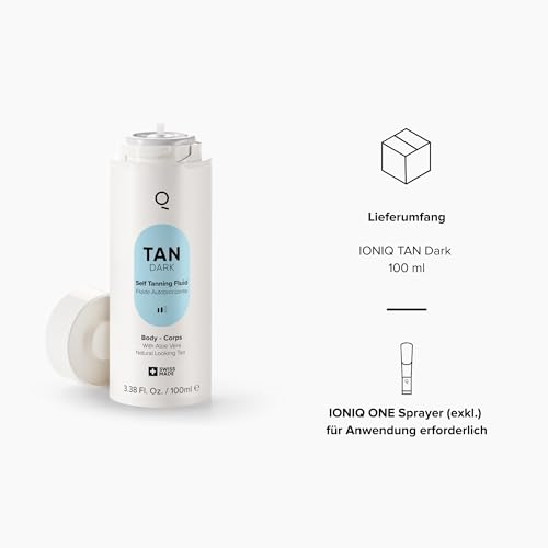 IONIQ TAN Dark Selbstbräuner | Natürlich aussehende Bräune in 3 Minuten für bis zu 14 Tage | Kartusche für den IONIQ ONE Sprayer | Streifenfrei & langanhaltend | Vegan & ohne Zusatzstoffe