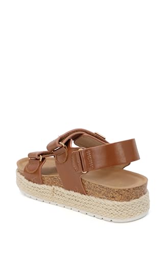 YOKI TRIBECA-Y Platform Sandals For Girls With Double Strap And Gold Buckle - Lightweight Kids Sandal With Cushioned Footbed, Summer Sandal (Rust, Size 12 Little Kid)4